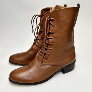 NEW Corso Como Raymond Womens Motorcycle Boots 10 Brown Leather Lace Up Brazil